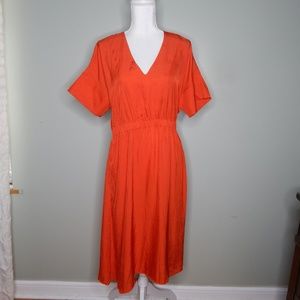 Everlane orange v neck dress sz 10